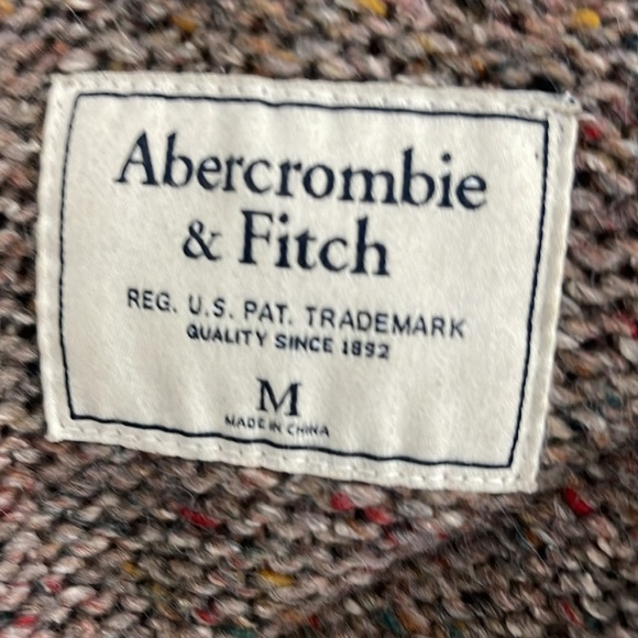AAbercrombie & Fitch Speckled Tan Knit Cardigan Size M • Cozy Fall Layering - Picture 5 of 6
